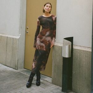 ZARA PRINTED TULLE DRESS CHERUB ANGLES SIZE L